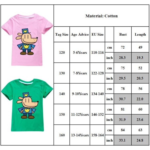 Dog Man Pojkar T-shirt Tecknade Toppar Tee Barn Pojkar Flickor T-shirts Barnkläder Sommar Kortärmad Black 130cm