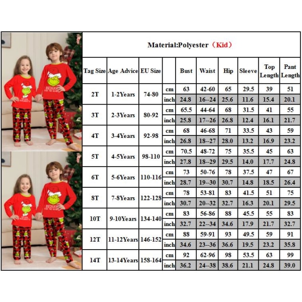 Matchande julpyjamas för familjen Vuxna Barn Jul Nattkläder Set Girls 10T