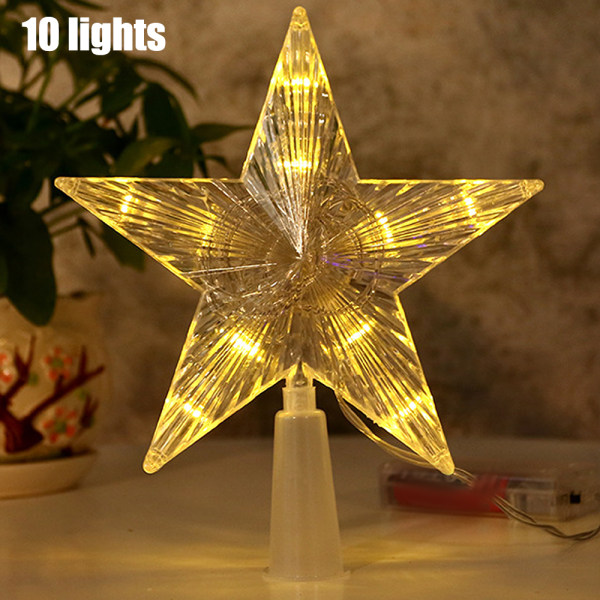 Christmas Tree Topper med LED Lights Star Light för jul 30 Light L