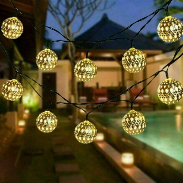 Solar Powered String Lights Retro Bulb Trädgård Utomhus Fairy Ball warm color 5 meters 20 lamp
