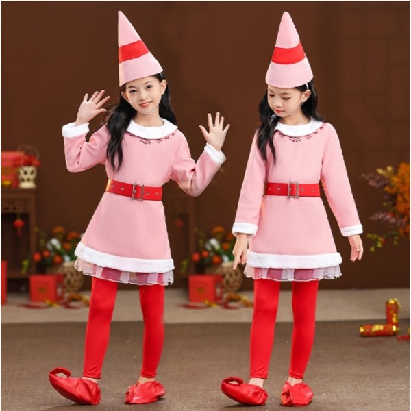 Jultomtekostym Cosplay Performance Kids Xmas Gift Suit red 100cm