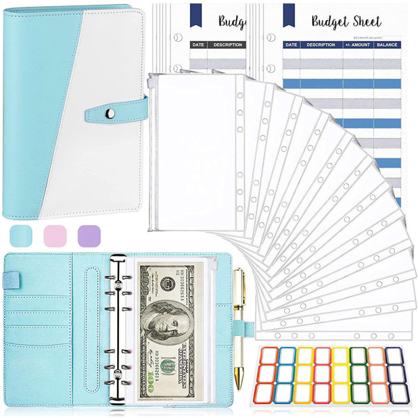 Notebook Cash Organizer Budget Pärm Plånbok Planer Kuvert blue