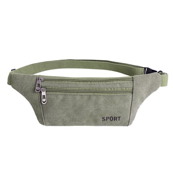 Herrar midjeväska avslappnad sport bröstväska canvas axelväska green
