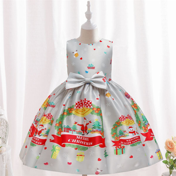 Printed Christmas Holiday Party Princess Dress barnkjol 80cm