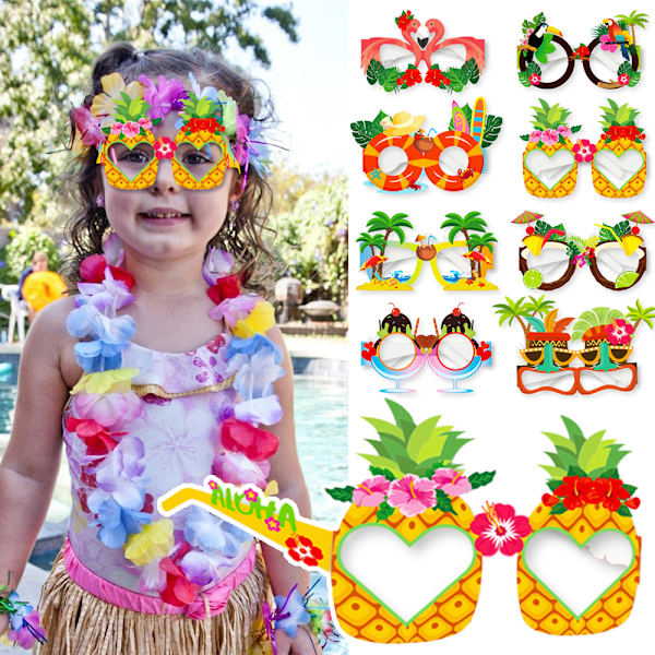 8 kpl Kesälasit Havaiji Valokuva Rekvisiitta Rantajuhla Lasit 8PCS
