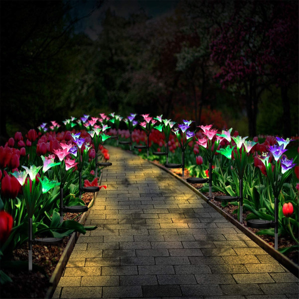 LED utomhus trädgård lilja blommor Soldrivna lampor i flera färger purple