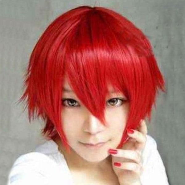 Mode Anime Unisex Kort rak perukfest red