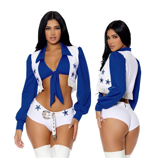 NFL Jalkapalloliiga Dallas Cheerleading -vaatteet Naisten Blue Star Dallas Cheerleading -univormu Cheerleading XL