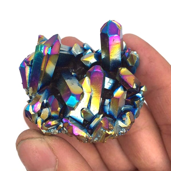 Naturlig kvartskristall titanbelagd regnbågssten 15g