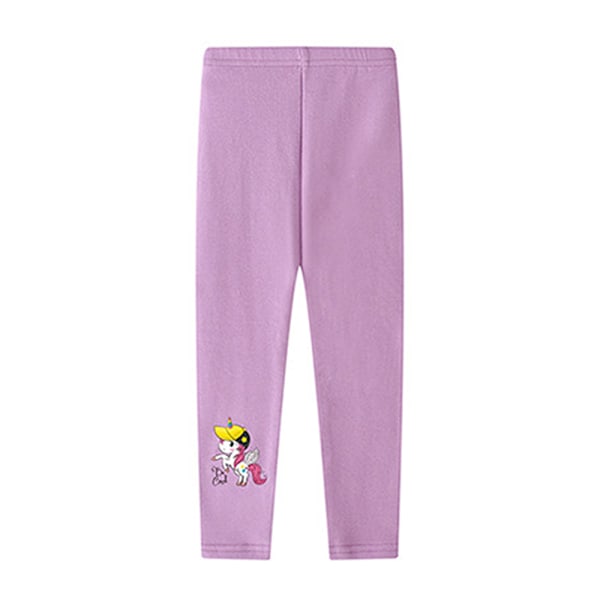 2-12 år flickor enhörning tryckt skinny leggings byxor Purple 110cm