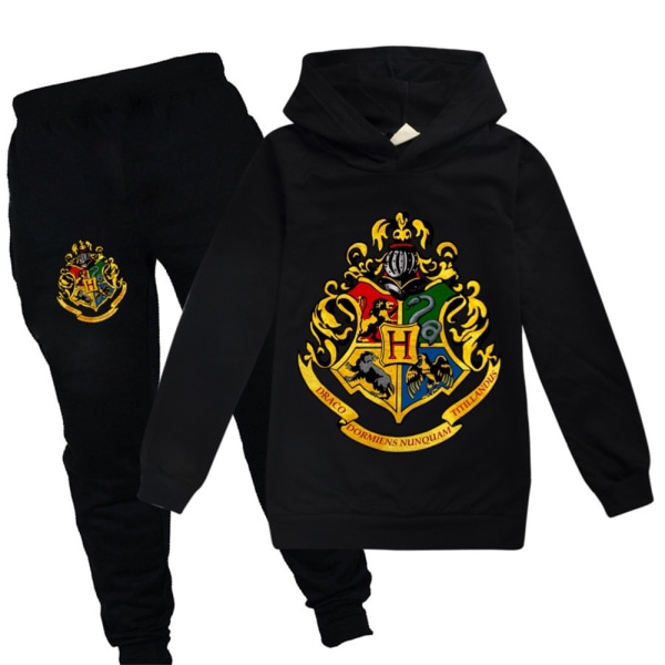 Barn Harry Potter Hoodie Sweatshirt Byxor Träningsoverall Sport Set black 150cm