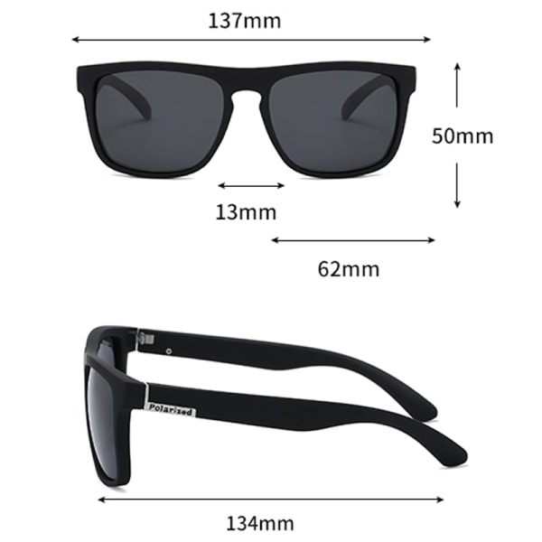 Fyrkantiga solglasögon för män utomhus Anti UV 400 filterglasögon Black Frame Black Lenses 1 Pack