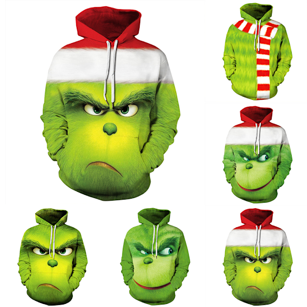 Grinchen 3D Tecknad Jul Tröjor Hoodie Jacka Julklapp Barn D 140cm