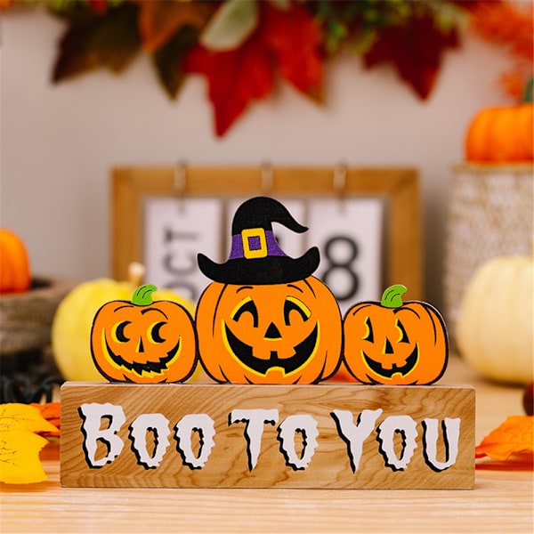 3 kpl Halloween Pöytäkoristeet Puinen Kyltti Sohvapöydän Koriste E