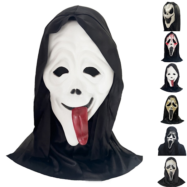 Halloween Mask Scream Ghostface Ghost Scary Horror Skull Latex Mask För Halloween Fest Cosplay C