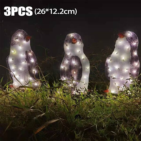 Julepingvin LED Lys Dekor Innendørs Utendørs Figur Acrylic S 3pcs
