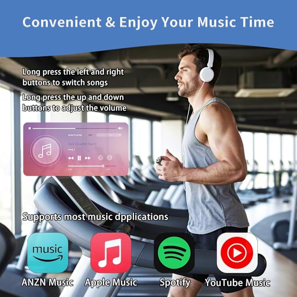 Langaton Bluetooth-sormenpääohjain iPhone, iPad, iOS, Android, Kindle App ja Tiktok-vierityssormus White