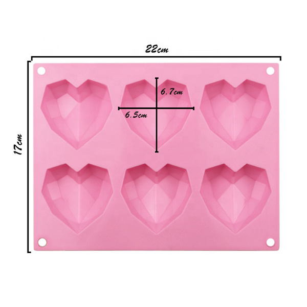 6-Huls 3D Silikoneform Chokolade Bagning Slikform Pink 1 PC