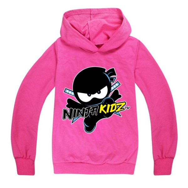 NUINJA KIDZ Pojke Flicka Hooded Sweatshirt Tröja Pullover Julklapp Rose red 130cm
