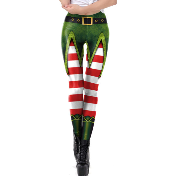 Kvinnor Xmas Deer 3D Print Leggings Byxa Christmas Tights Byxor D S