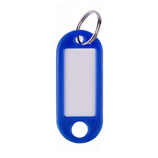 Nyckelmärken Plastdelade nyckelringar Papper sätter in etiketter Blue 10PCS
