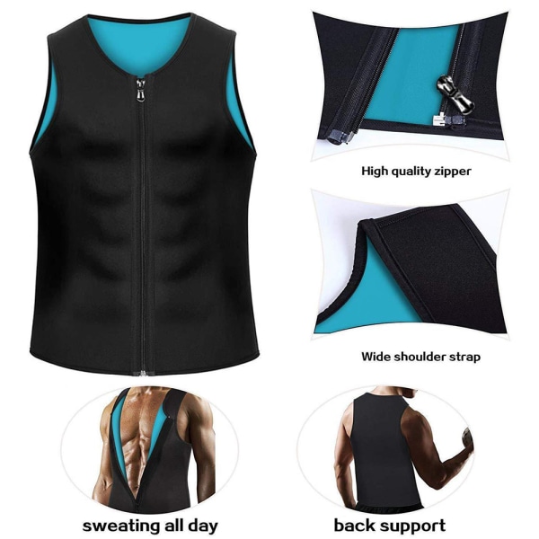 Sportväst för män, Shapewear, Bastudräkt, Midjetränare, Värmeabsorberande Tröja, Formande Väst för Träning, Sport, Slim A XL
