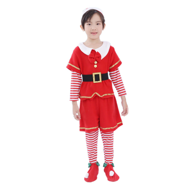 Barn Flickor Pojkar Jul Tomte Dräkter Tomteklänning Outfit Vinter Boy 100cm