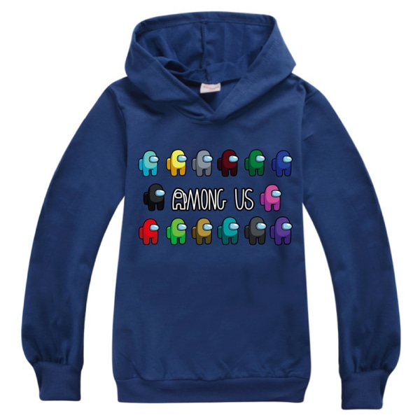Among us Game Kids Hoodie Sweatshirt Pojkar Flickor Streetwear Navy Blue 170cm