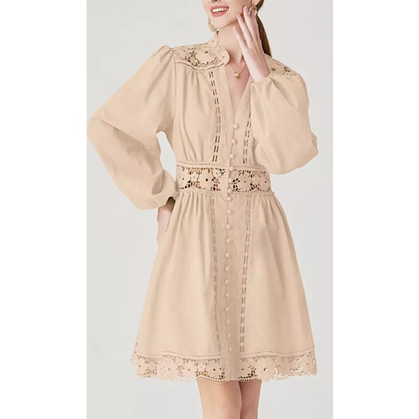 AUGUSTI DJUP URRINGNING MINI KLÄNNING Apricot XL