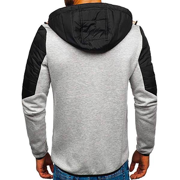 Herrejakke med tyk hætte og lynlås Gray 2XL