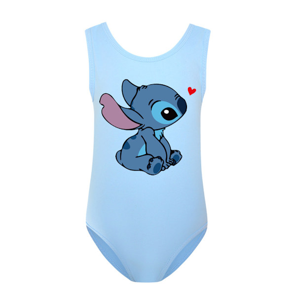Pigebadedragt i ét stykke, ærmeløs badetøj Leotards sky blue 140cm