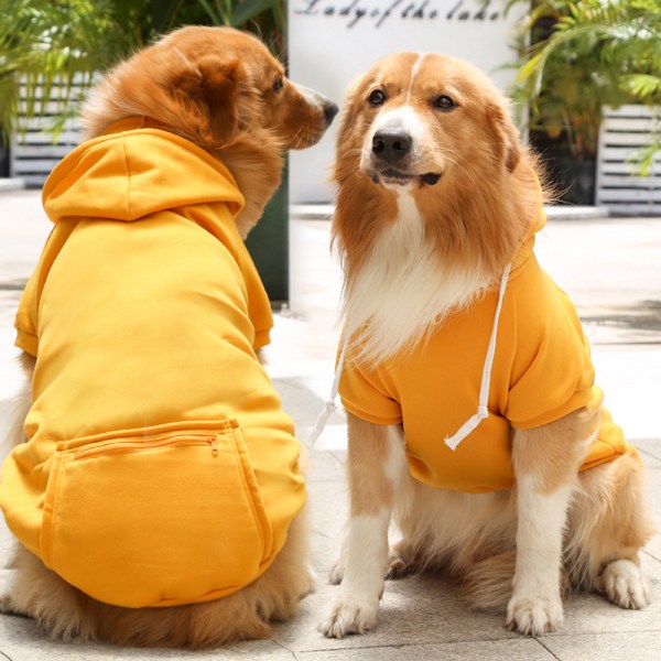 Stor hundtröja med dragkedja Hoodie Sweatshirt enfärgade kläder yellow 3XL