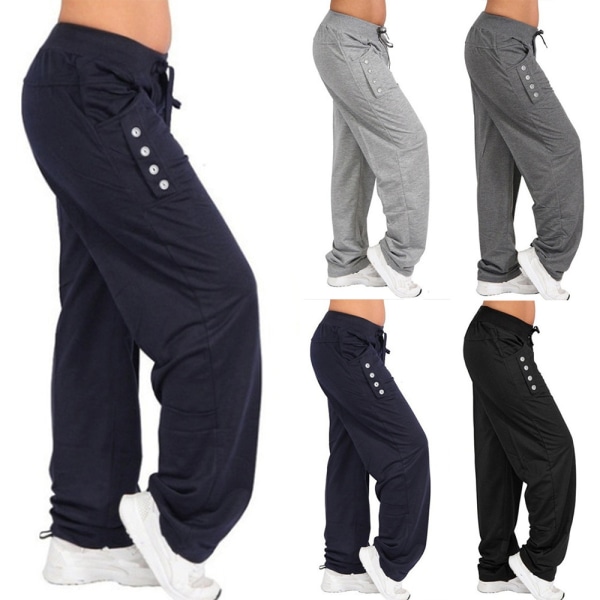 Dam Joggingbyxor Träningsbyxor Casual Gymnastikbyxor navy M