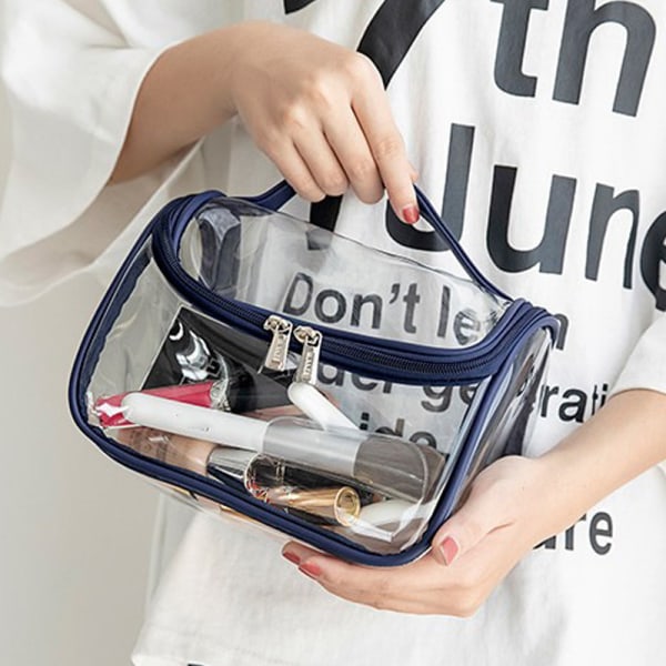 Kvinnor Dam Mode Transparent Kosmetisk väska Liten Protable Deep blue