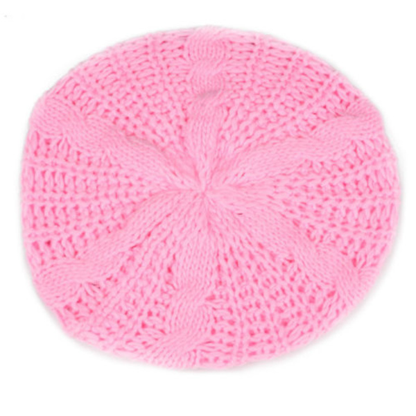 Kvinder Beret Hue Vinter Varm Strikket Baggy Ski Hue Pink