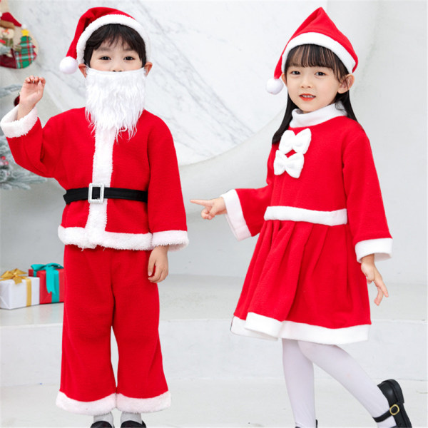 Barn Flickor Pojkar Jul Tomte Kläder Set Kostym girls 130cm
