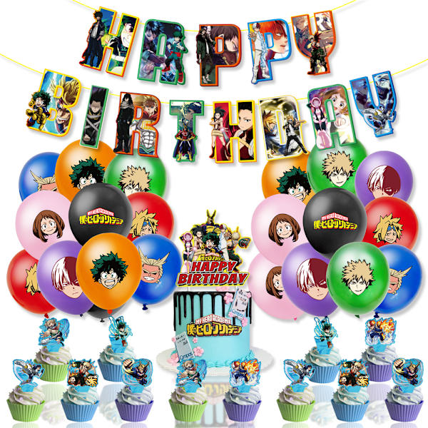 My Hero Academia Bursdagsdekorasjoner Kaketopp Dekor Festutstyr Kit Sett