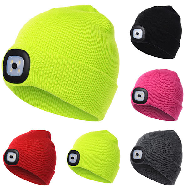 Vinter Børn LED Lommelygte Hue Lys Sikkerheds Visir Strikket Beanie Lommelygte Fluorescein
