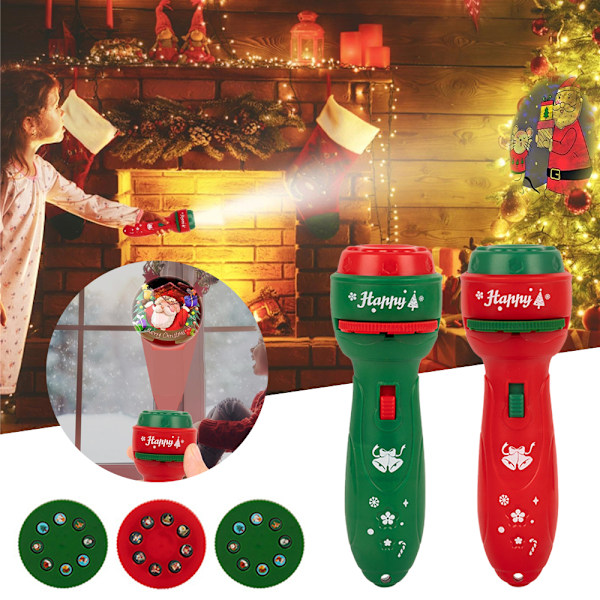 24 Mönster Diabildsprojektor Ficklampa Jul Handhållen Fackla Lampa Barnleksaker Red