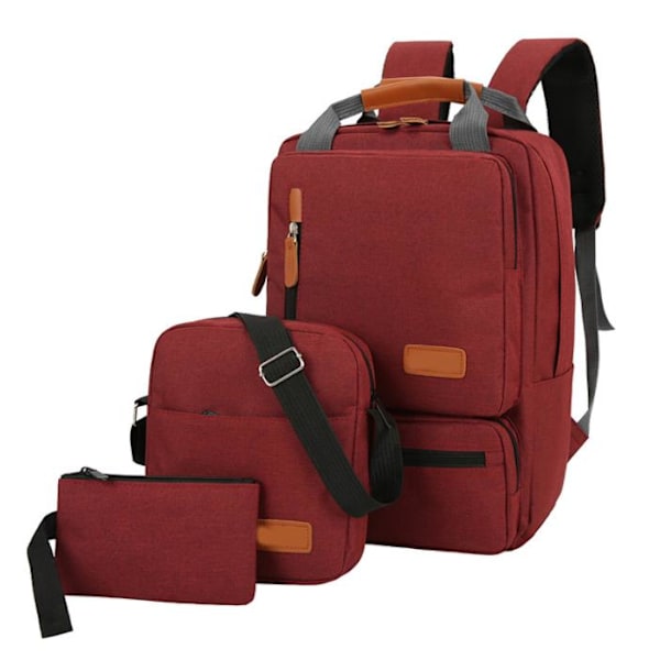 3PCS Set Herr Laptop Ryggsäck Resväska Axel Väska Cross Body Väska Ny Red
