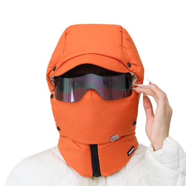 Talvinen tuulenpitävä kokokasvobalaclava laseilla, hiihtomyssy, Patiyu-maski, tuulenpitävä kokokasvo ulkoilumaski Orange