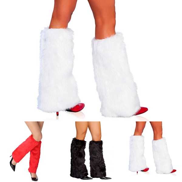 Faux päls fuzzy benvärmare kvinnor flicka fleece boot cuff covers vinter accessoar jul kvinnor boot cuff White