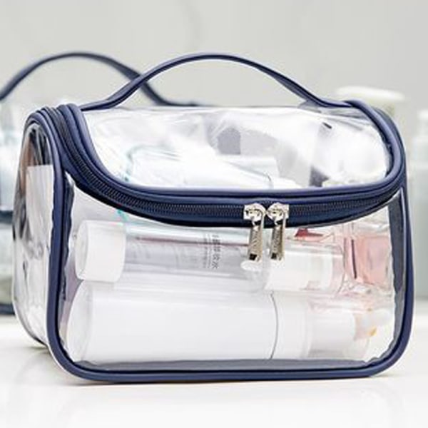 Kvinnor Dam Mode Transparent Kosmetisk väska Liten Protable Deep blue