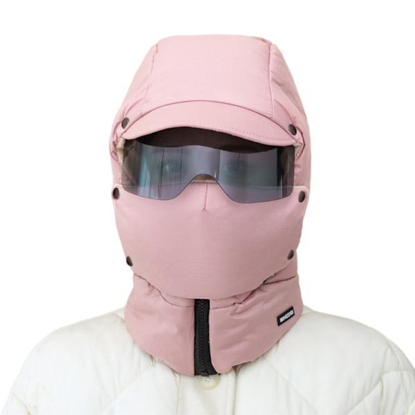Talvinen tuulenpitävä kokokasvobalaclava laseilla, hiihtomyssy, Patiyu-maski, tuulenpitävä kokokasvo ulkoilumaski Pink
