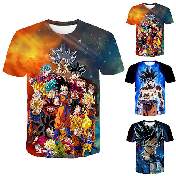 Anime Z 3D Goku Barn T-Shirt Sommar Casual Kortärmad Topp A 160cm