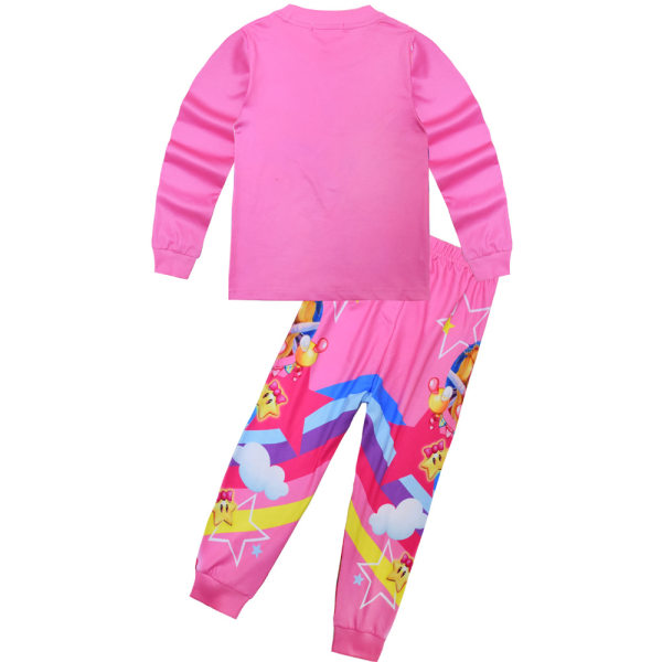 Princess Peach Pyjamas Set Barn Långärmad T-shirt Byxor Set 130cm