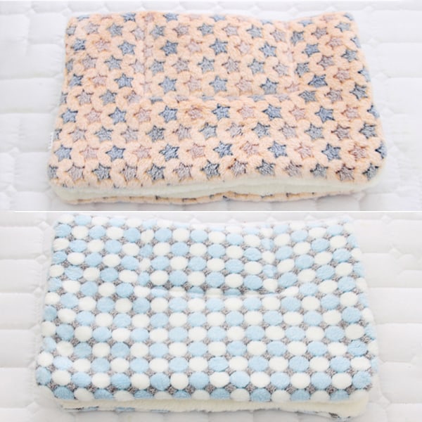 Hvalp kæledyrsfilt katteseng madras blød varmere måtte Blue White Star 89*68cm