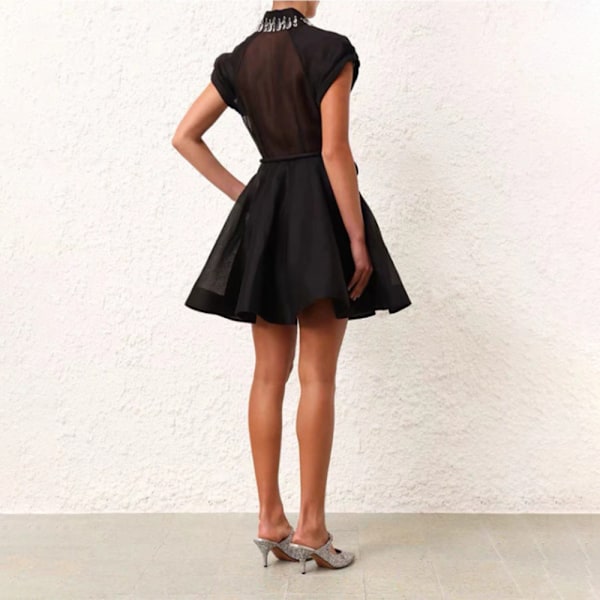Zim Style Matchmaker Flip Linne-Blandning Mini Klänning Damklänning Black M