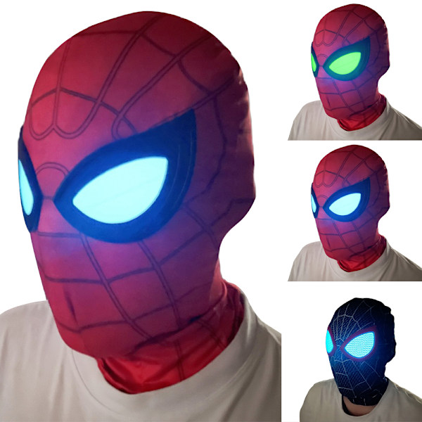 Spider-man Hovedbeklædning Miles Parallel Univers Voksen Cosplay Maske Øje Lysende Maske C