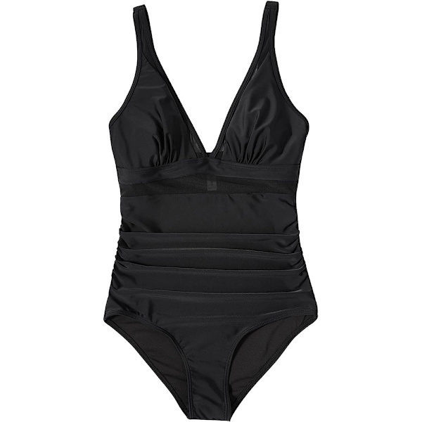 Dame Polstret Monokini Badetøj Hel Badedragt Mavekontrol Strandtøj Black M